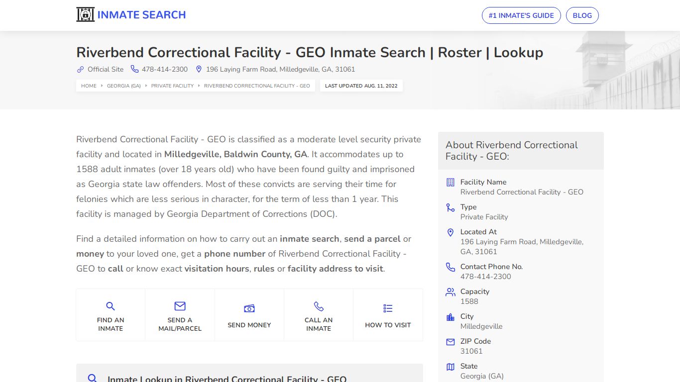 Riverbend Correctional Facility - GEO Inmate Search ...