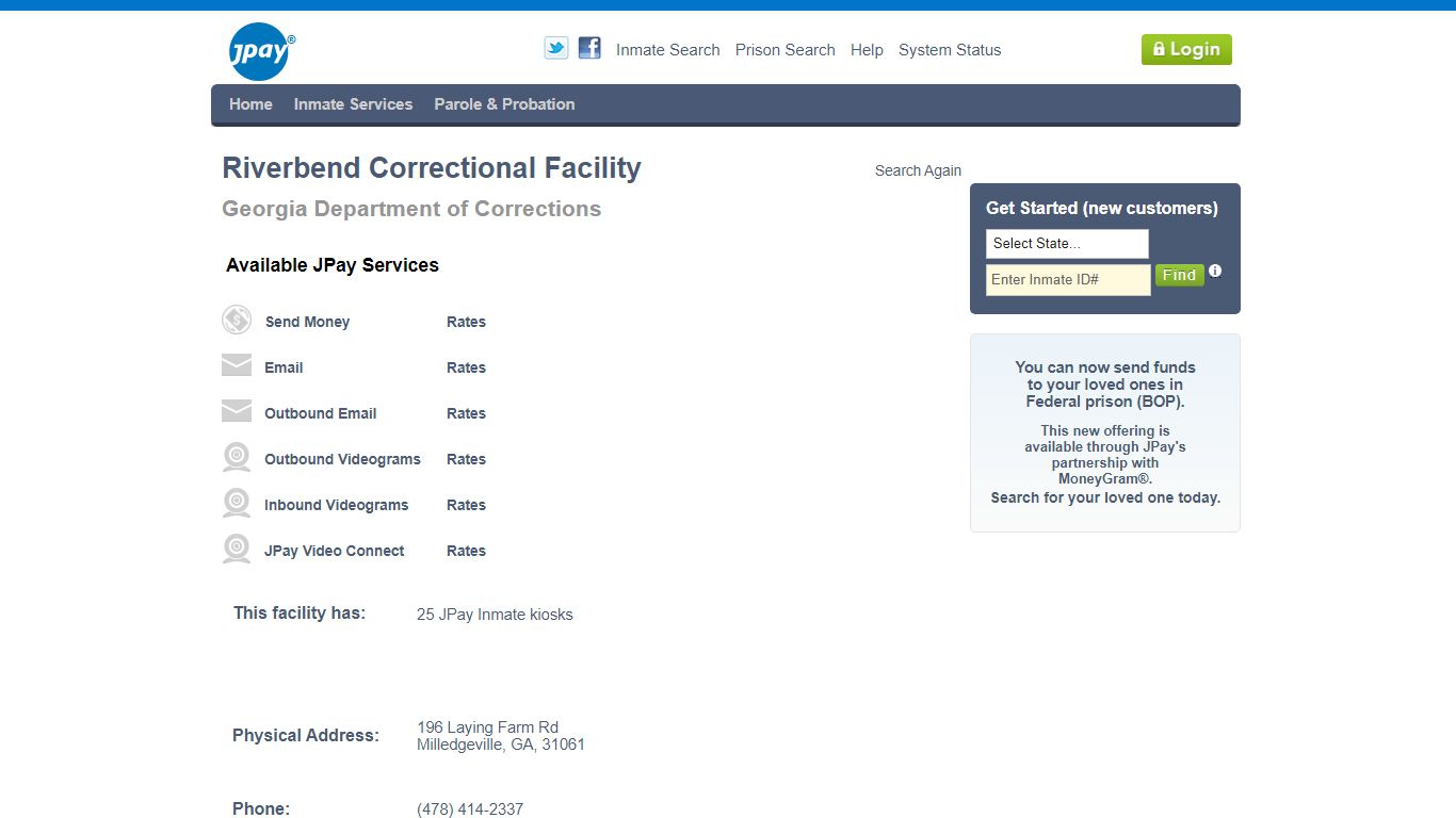 Riverbend Correctional Facility - JPay, Inc.